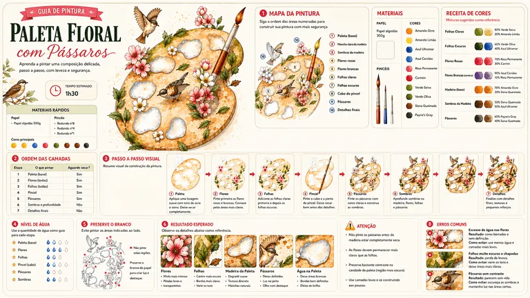 Paleta Floral Com Passaros - e